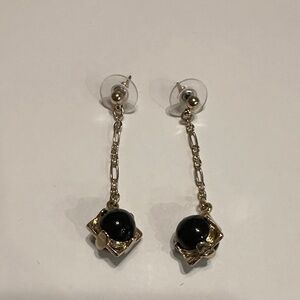Chic Gold and Black Dangle Earrings